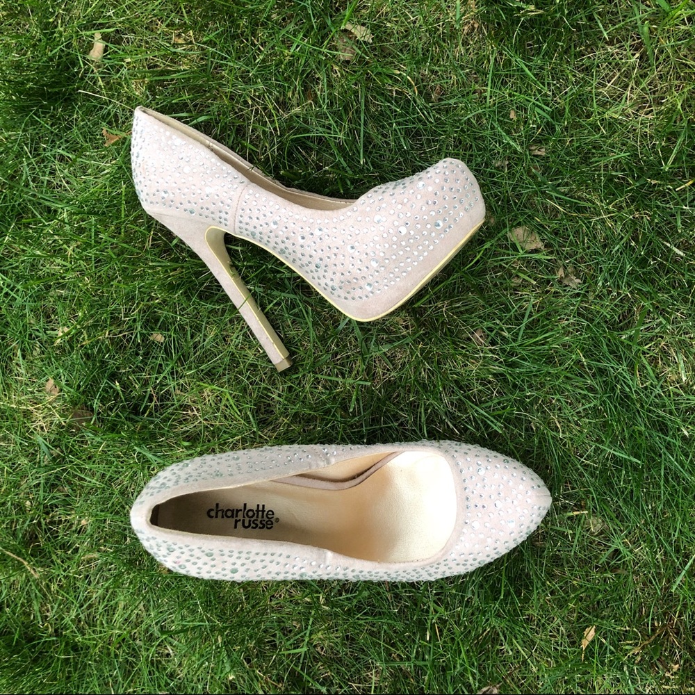 Nude suede stilettos